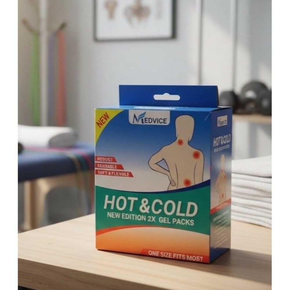 Medvice Hot & Cold Gel Packs 2 Pack Reusable Therapy Wrap w/ Strap For Pain New
